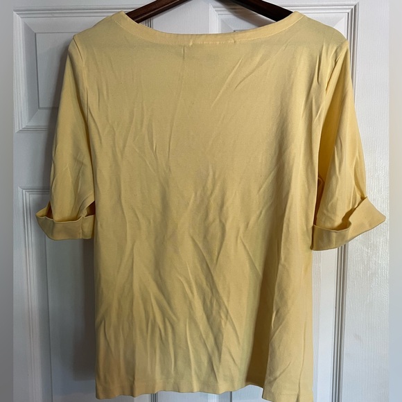 Karen Scott 100% Soft Cotton 3/4 Sleeve Yellow Top - Excellent Condition - Picture 2 of 5
